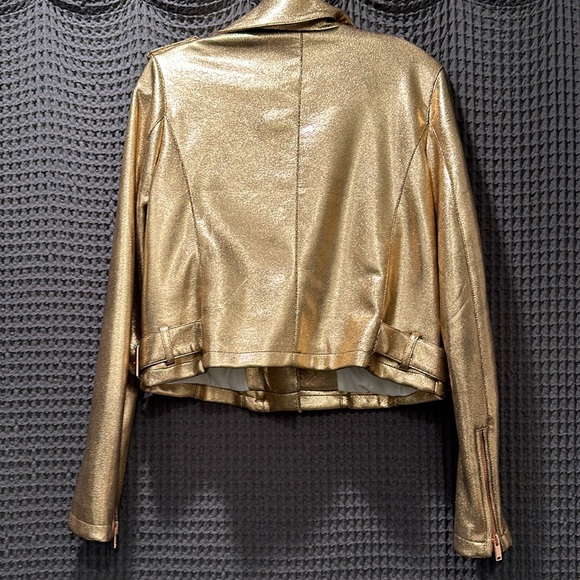Gold faux leather motorcycle jacket by Anthropologie. - Picture 8 of 9